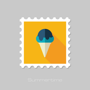 冰激淋平邮票。夏天。度假