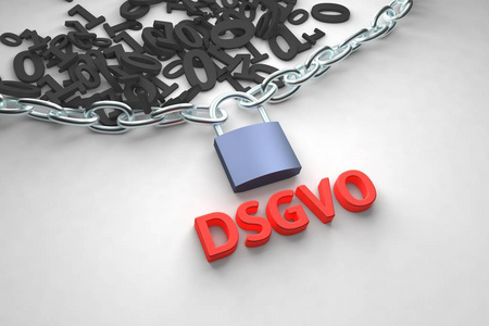 Dsgvo, 德国版本的 Gdpr, 概念插图。一般数据保护条例, 个人资料的保护。带锁的数据和链。3d 渲染插图