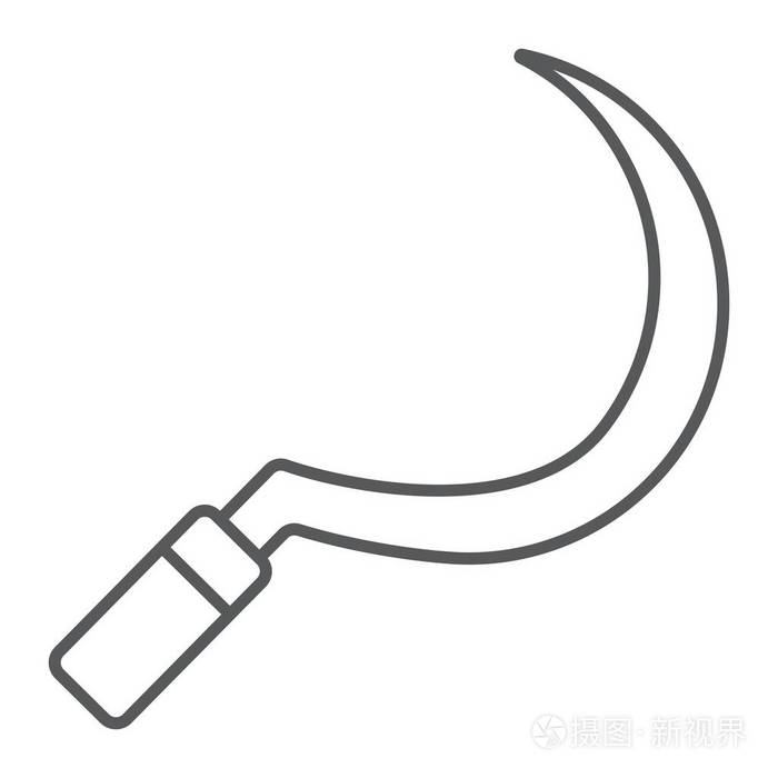 镰刀细线图标农业和农业园林工具符号矢量图形一个线性模式在白色背景