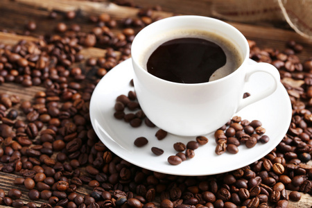 杯咖啡，咖啡豆