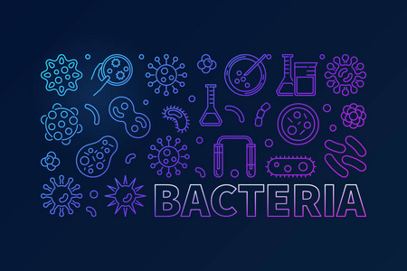 矢量细菌彩色轮廓横幅制作的细菌图标