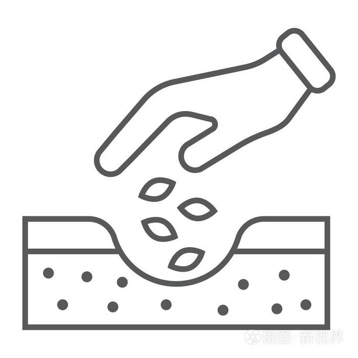 农业农业, 种子符号矢量图形, 白色背景线性模式, eps 10插画-正版