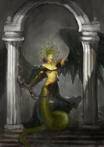 在黑色夜空背景上的美杜莎 gorgon 素描意大利佛罗伦萨有美杜莎头像的