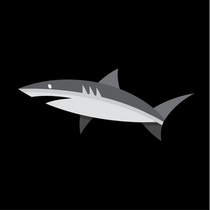 黑色背景的质量标志象征现代风格平面图标插图平鲨鱼