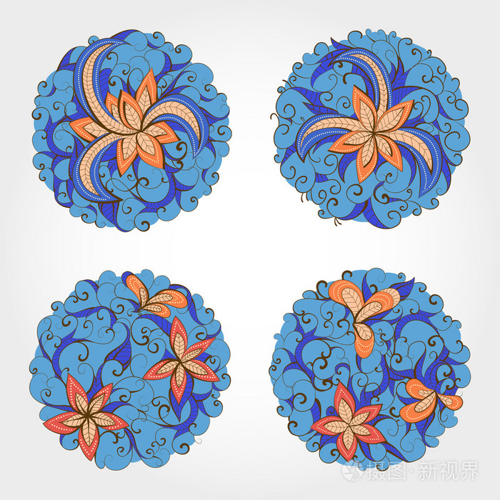 向量集圆花元素为你设计的图案