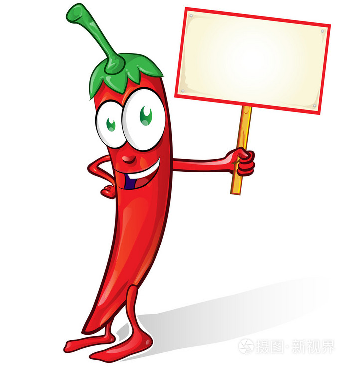 墨西哥辣椒卡通用在白色背景上的招牌隔绝