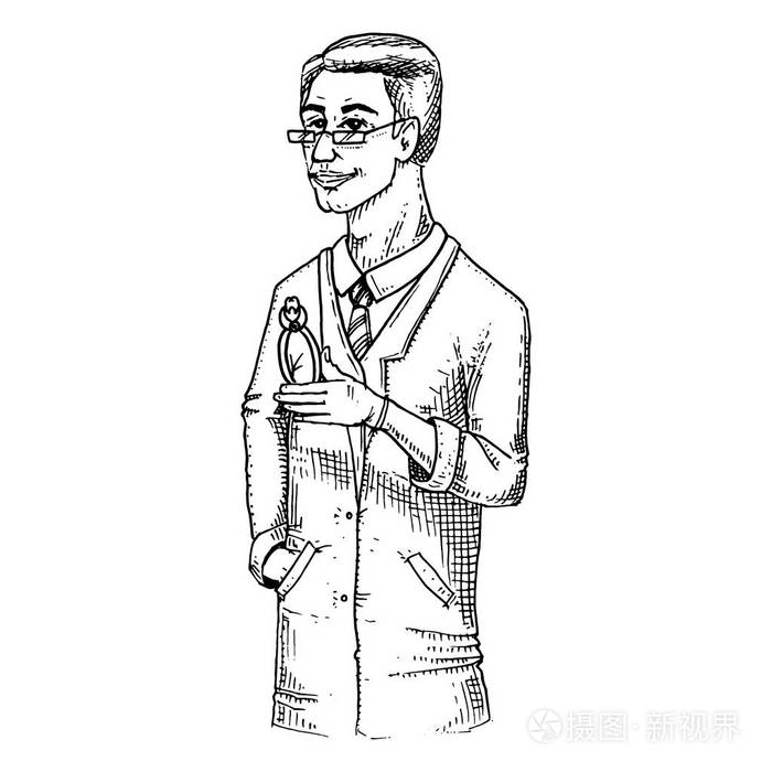 口腔清洁或生病.健康或龋齿的人.刻在旧的或老式的素描手绘.