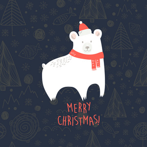 与北极熊的圣诞贺卡图片