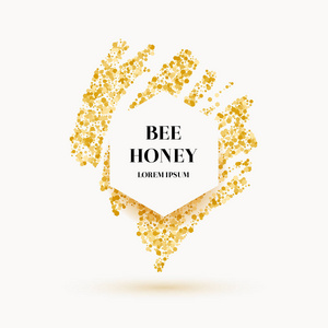 蜂蜂蜜标签和海报与金子闪光图片