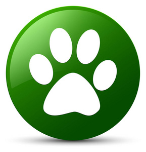 动物足迹图标绿色圆形按钮