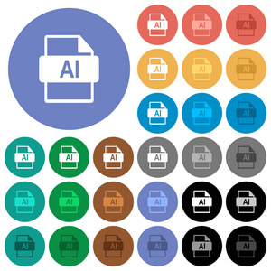 Ai 文件格式圆形平面多色图标