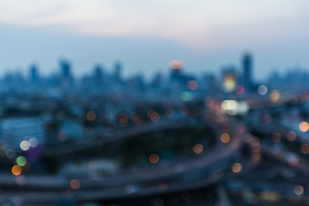 日落之后迷离灯市繁华夜景