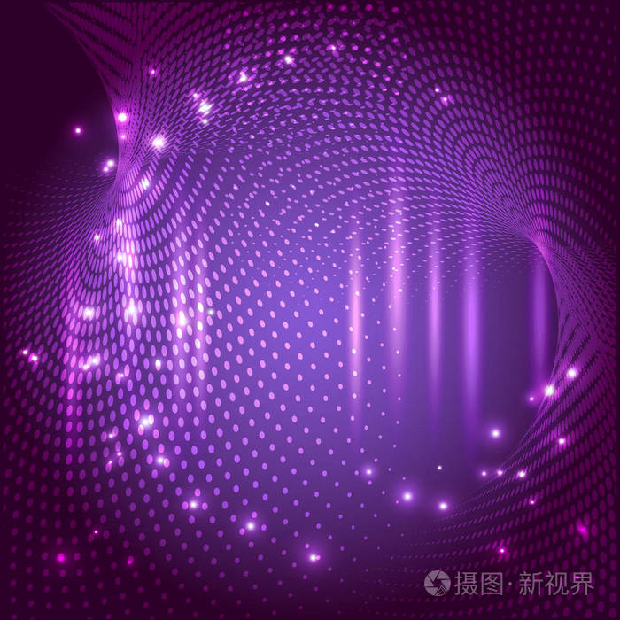 紫色背景上的波光粼粼的圆圈