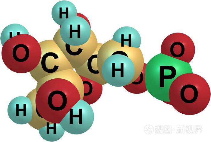 果糖分子结构在白色背景下的研究