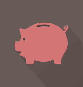 棕色背景上平粉红小猪银行图标