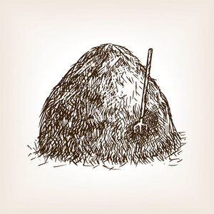 干模式堆栈的干草素描无缝模式矢量照片