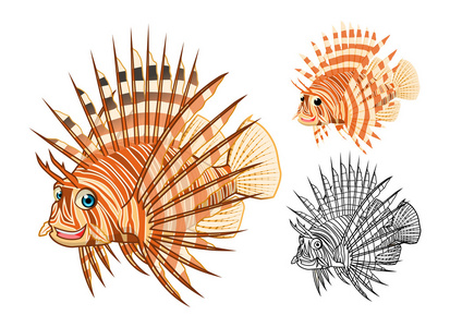 高品质狮子鱼卡通形象包括平面设计照片