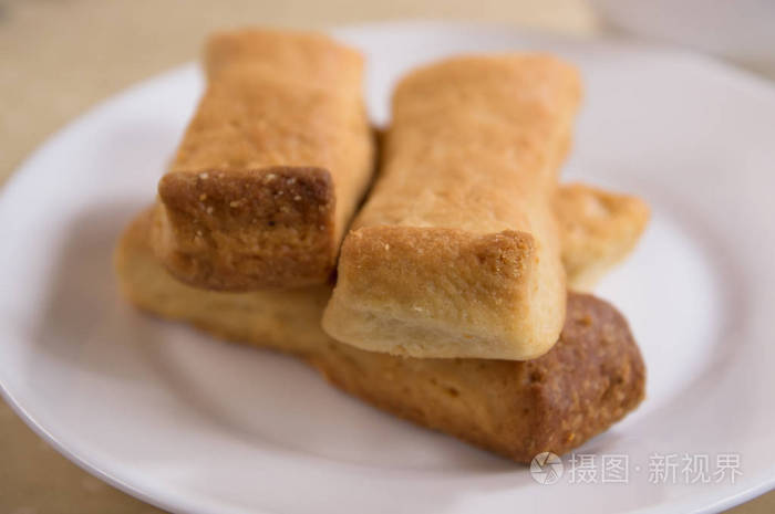 一盘bisquit典型的安第斯食物区域凯扬波的海绵饼干厄瓜多尔