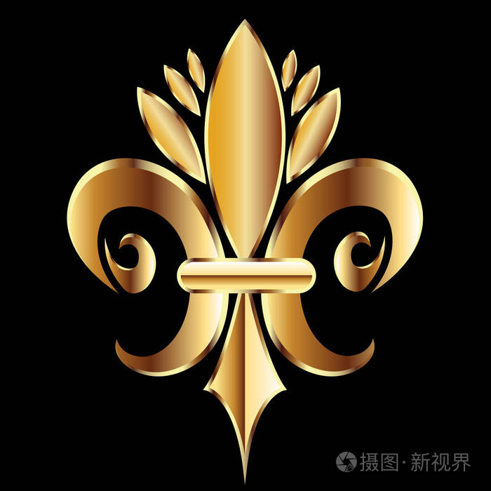 符号芙蓉.新奥尔良金色标志花徽标图标矢量图像模板