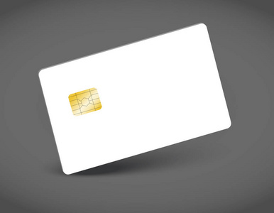 银行芯片信用卡现实样机。透明塑料卡模板