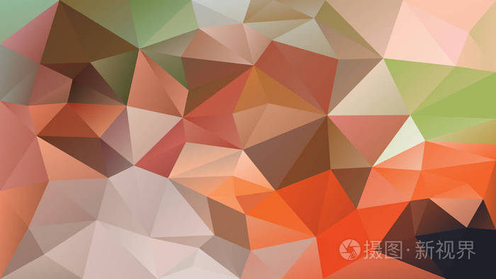 矢量抽象不规则多边形背景三角形低聚模式天然橙绿色棕色粉红色和灰色