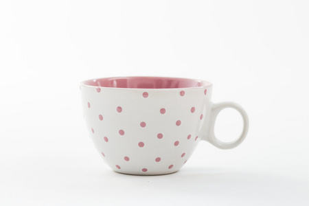 白底粉红点白色茶杯