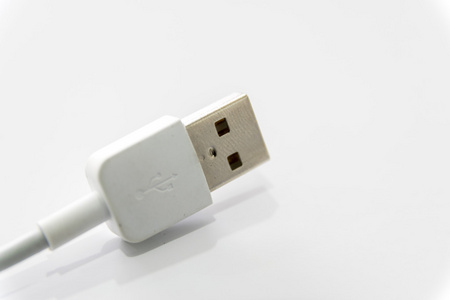 孤立在白色背景上的白色 Usb 连接器