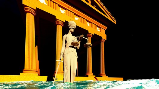 在法院的正义女神忒弥斯照片