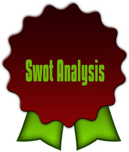 绿色缎带红色印章的 Swot 分析