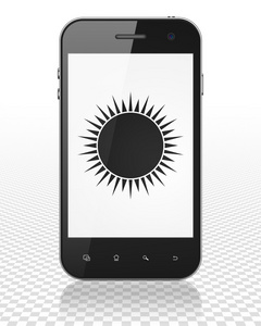 度假概念  智能手机上显示的太阳