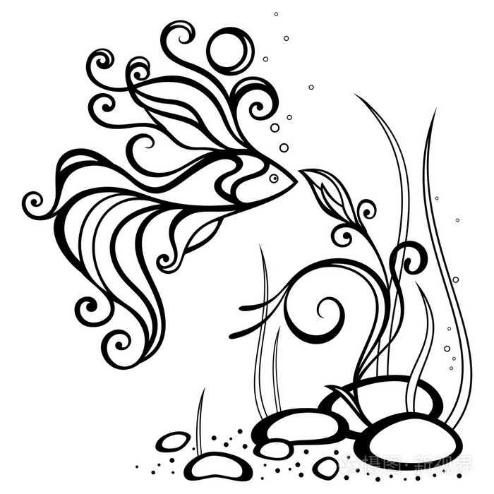 矢量抽象海洋生物插画-正版商用图片0f8x73-摄图新视界