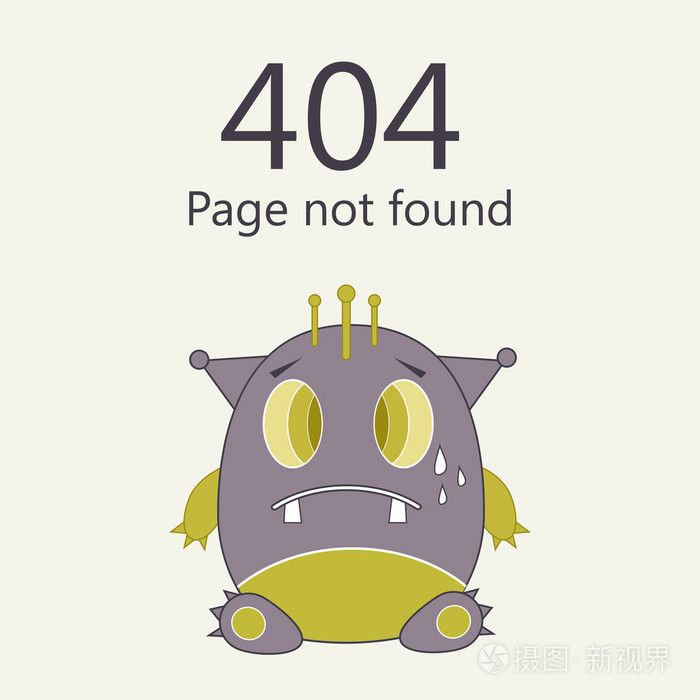 404 错误页面未找到,可爱的怪物概念