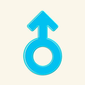 爱火星文火星符号.男性标志.孤立的蓝色性别图标的卡通风格.