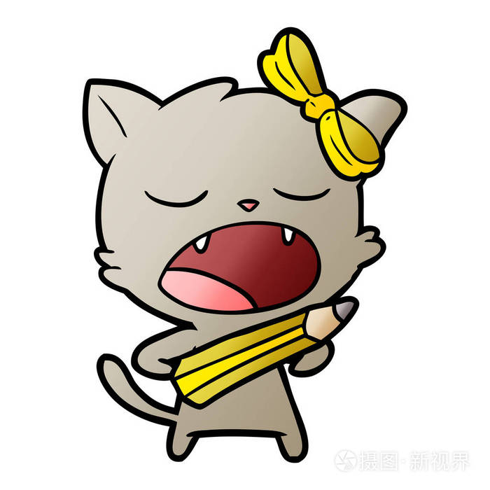 卡通猫打呵欠的矢量图解