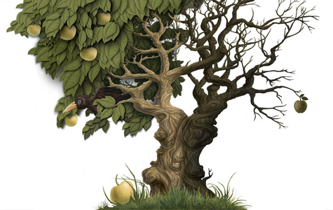 树上的善与恶照片