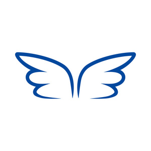 一双蓝色的轮廓翅膀图标，简单的样式