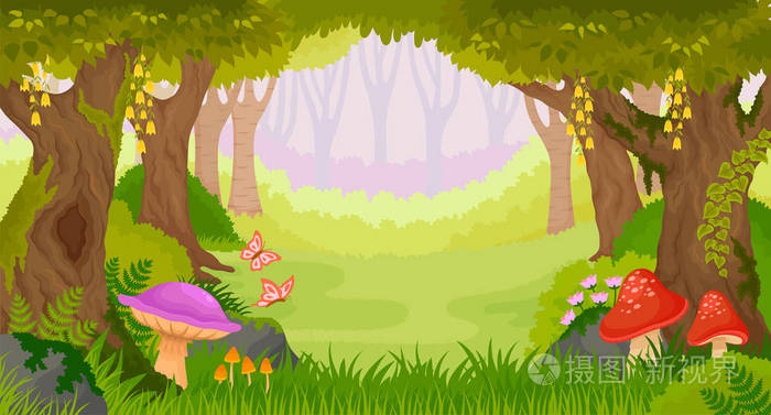 明亮的童话森林与拷贝空间插画-正版商用图片0f9j1f-摄图新视界
