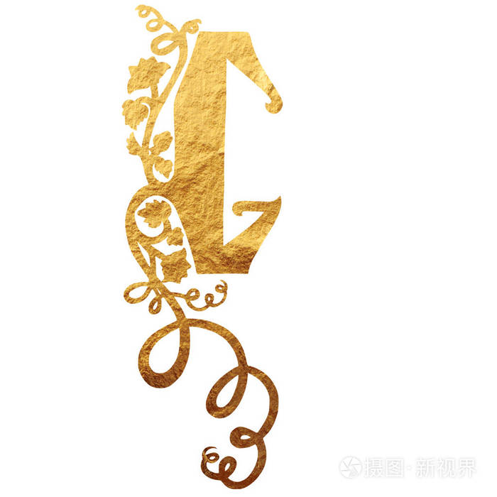 花首字母缩写 黄金质地照片 正版商用图片0f9mal 摄图新视界
