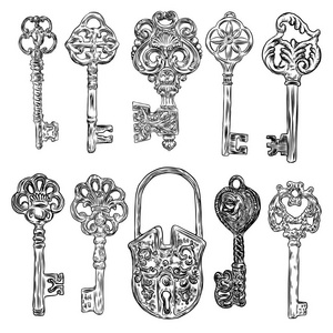 装饰中世纪复古钥匙集