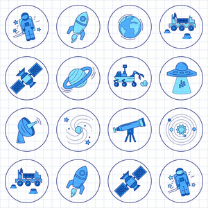 向量集的空间和天文学的图标图片