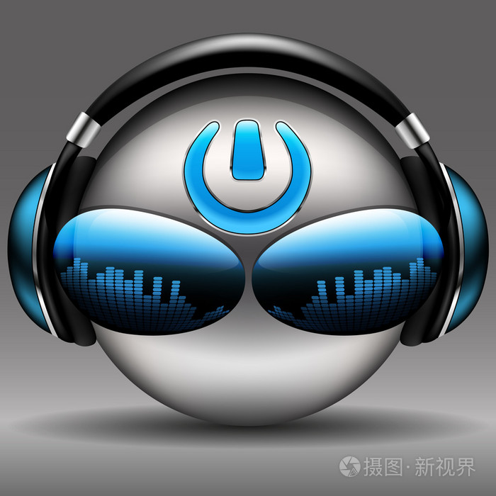 戴着耳机的残酷 dj 音乐笑脸