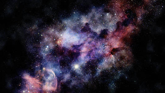 星云和恒星在太空深处，神秘的宇宙