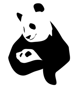 熊猫与一个小婴儿