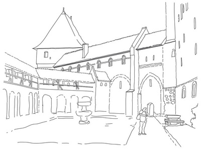 波兰北部.素描.矢量照片