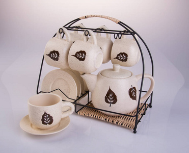 这套茶具或瓷茶具背景图片