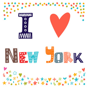 我爱纽约。 可爱的明信片。 纽约的贺卡