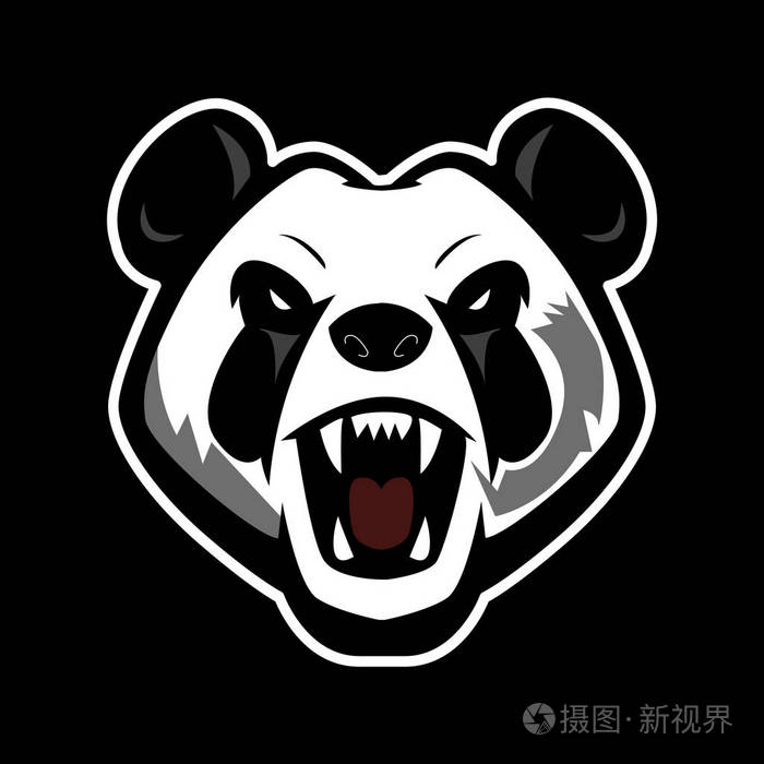 熊猫吉祥物标志设计为运动队.熊猫矢量贴纸插图.模板的图标元素