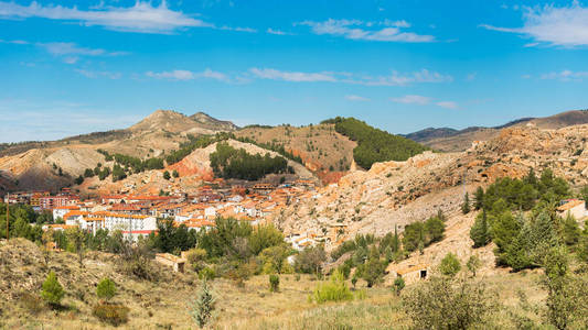 风景的看法和城市的莫林 de 阿拉贡, 瓜达拉哈拉, 西班牙。文本的复制空间