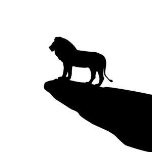 在岩石上的孤立的狮子剪影照片