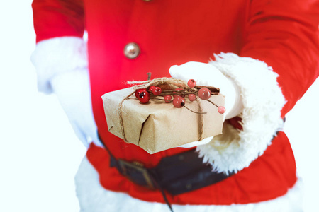 圣诞老人与圣诞礼物, 孤立的白色背景